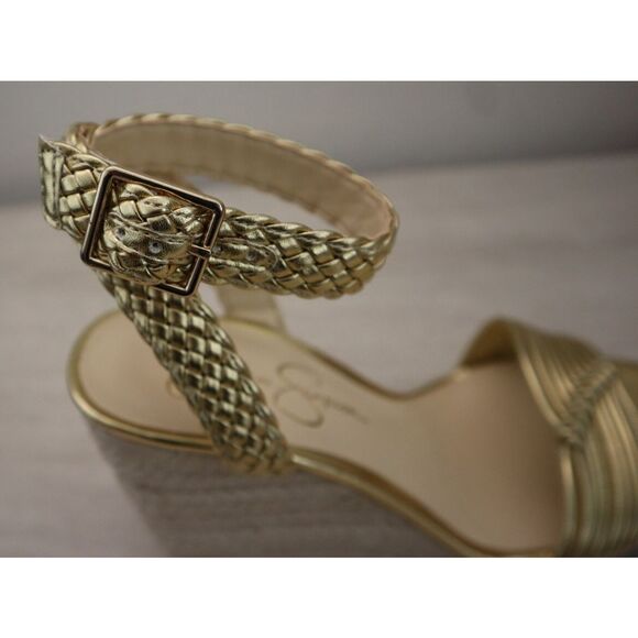 Jessica Simpson WMN Sz 9M Gold Talise Knotted Strappy Platform Wedge Sandals - Picture 6 of 16